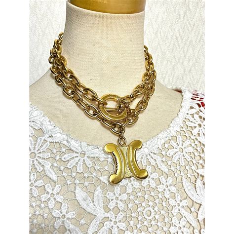 celine gold chain necklace replica|real real celine necklaces.